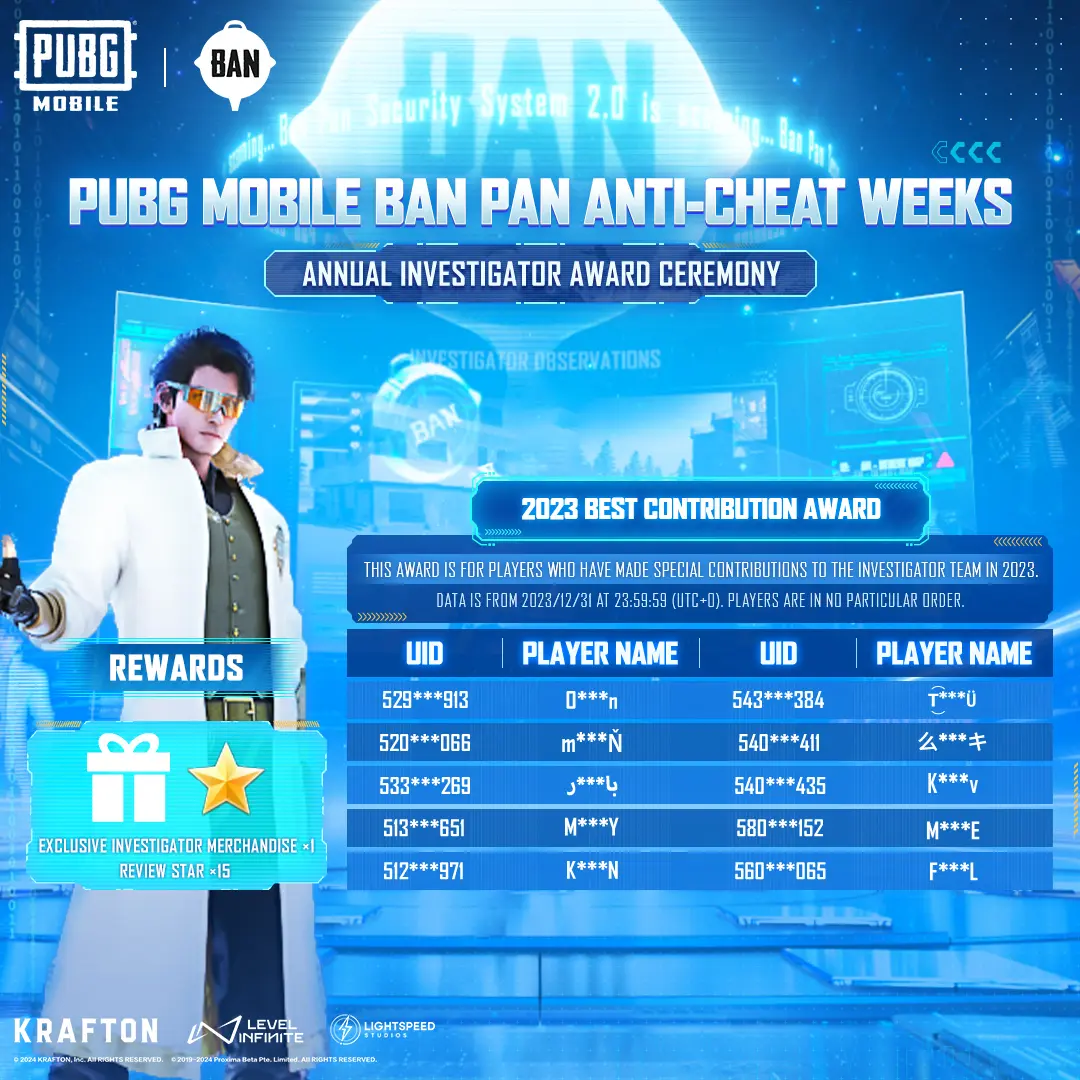 PUBG MOBILE Ban Pan Anti-Cheat Weeks Annual Award Ceremony